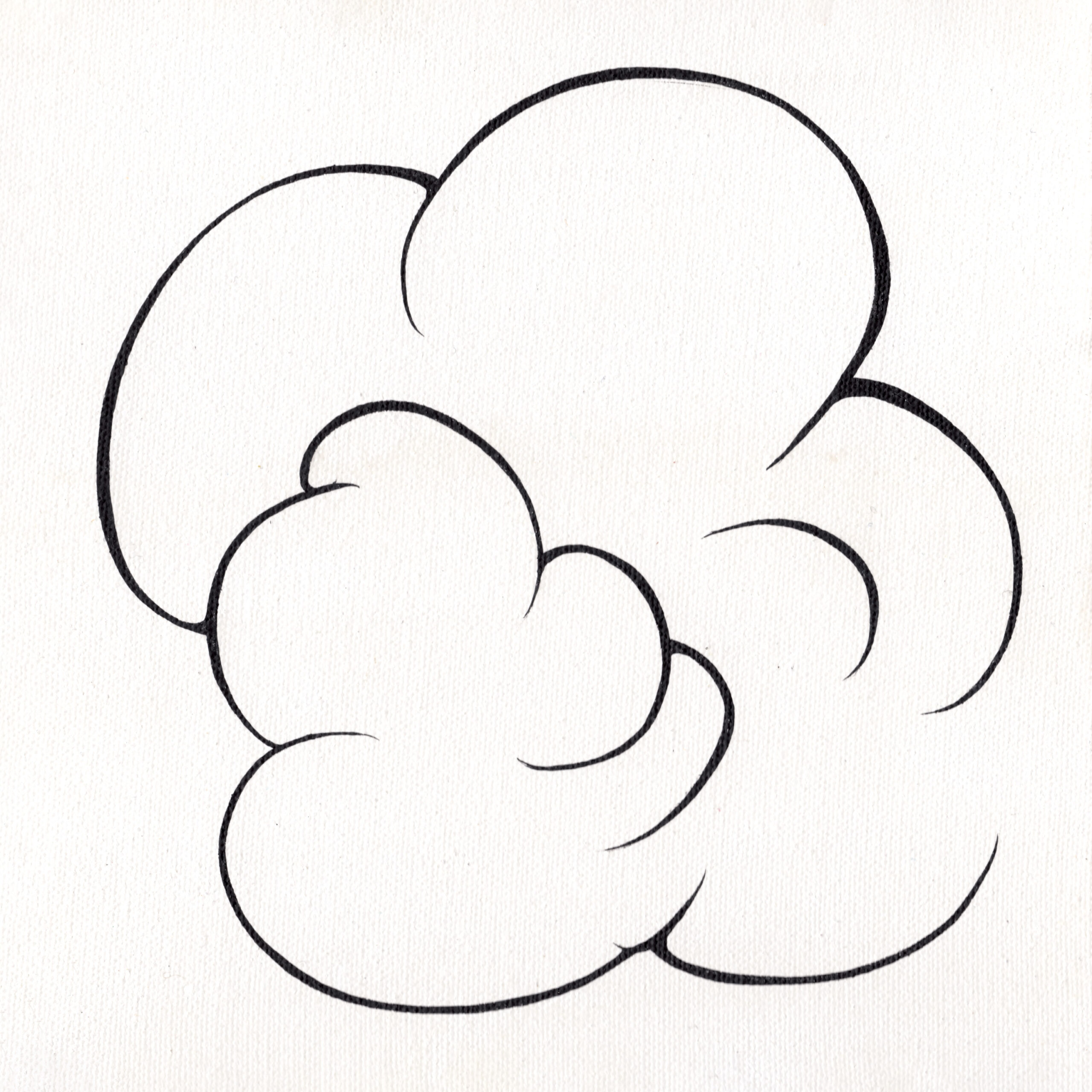 Cloud drawn byblack outlines on white canvas background.